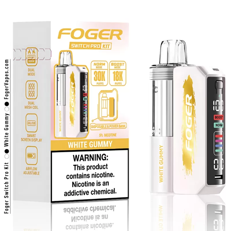 White Gummy Foger Switch Pro Kit 30K Puffs - Image 3