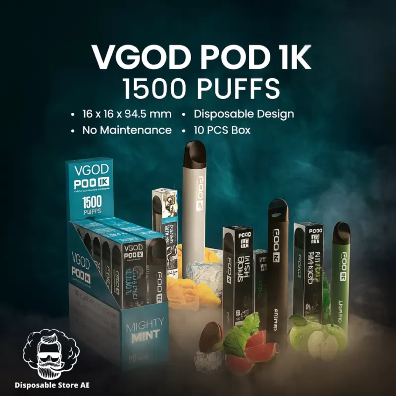 Vgod Pod 1k 1500 Puffs 50MG Nicotine Disposable Vape