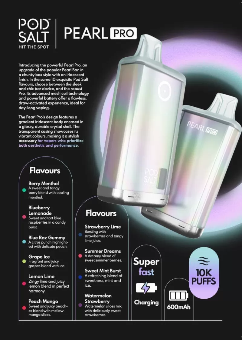 POD SALT Pearl Pro 10000 Puffs 20MG Disposable Vape - Image 2