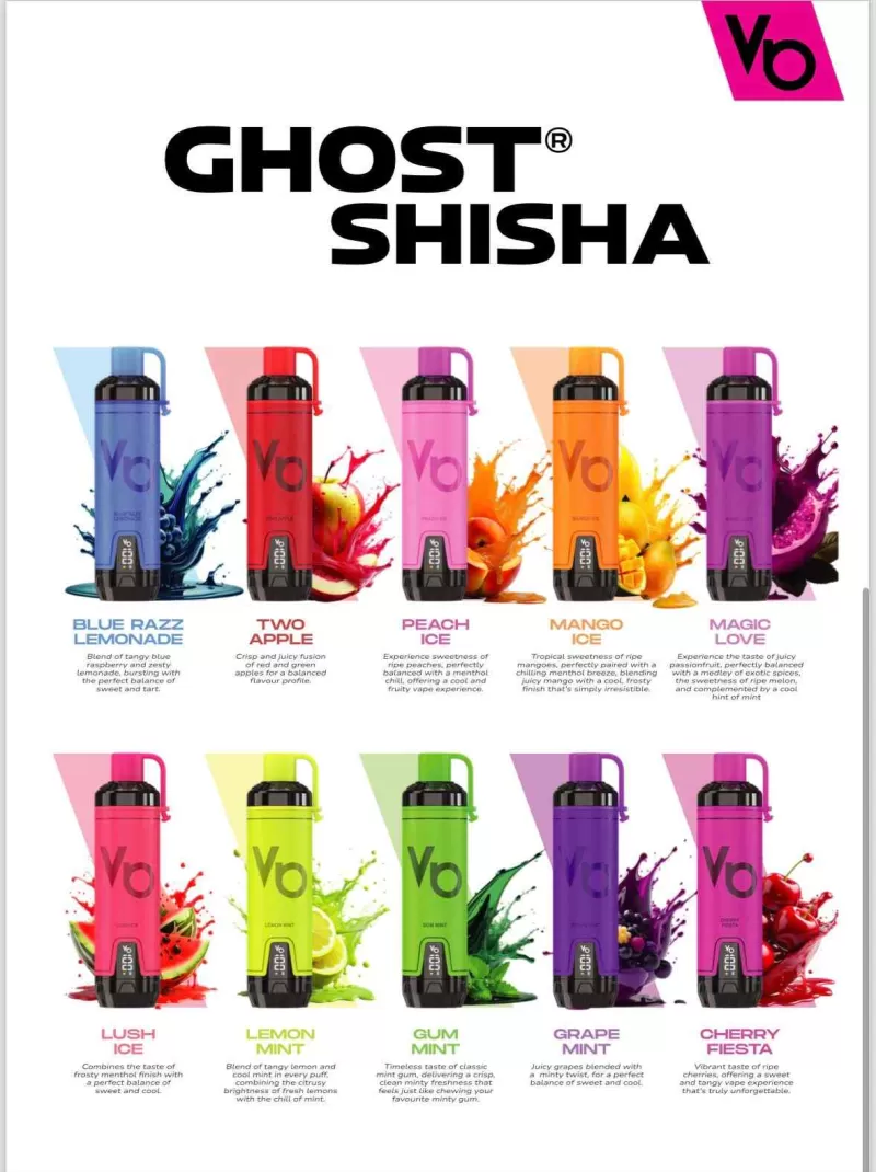 VAPES BARS Ghost Shisha 15000 Puffs 5MG Nicotine Disposable Vape in Dubai - Image 2