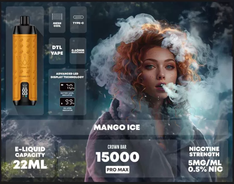AL FAKHER Crown Bar Pro Max Disposable 15000 Puffs Rechargeable Vape in Dubai, UAE - Image 3