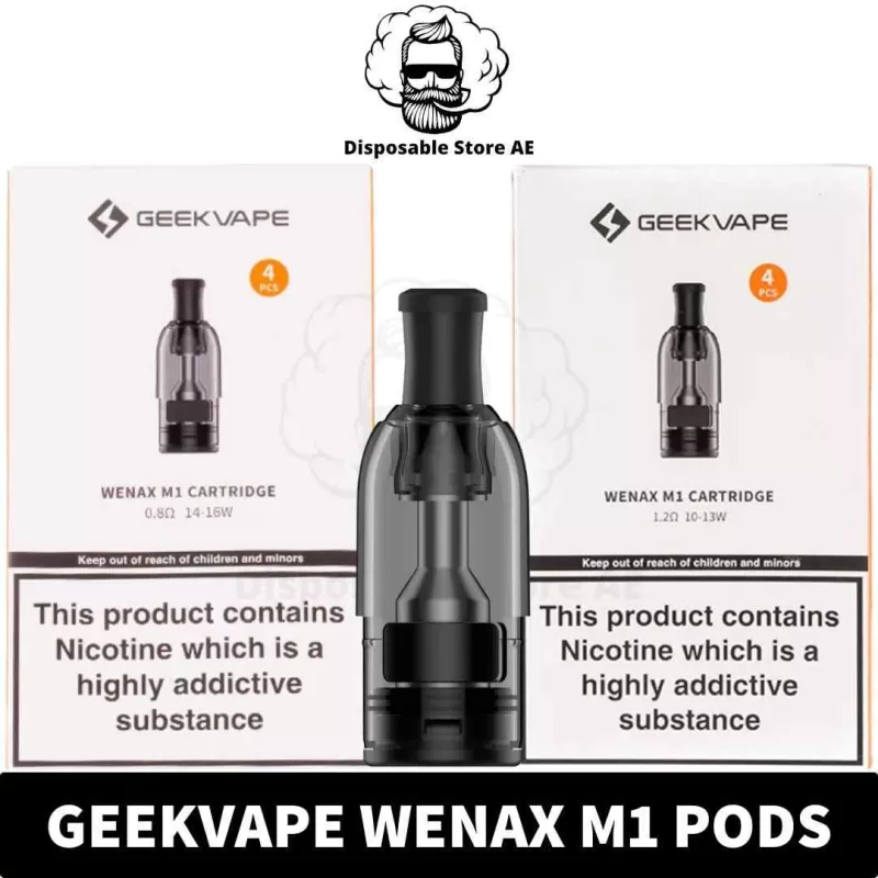 GEEKVAPE Wenax M1 Pods 0.8ohm, 1.2ohm Pod Cartridge 2ml Replacement Pod in Dubai, UAE – 4 PCS Per Pack