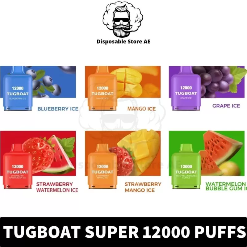 Tugboat Super 12000 Puffs 5% nicotine Disposable 1.0ohm Rechargeable Vape in Dubai, UAE - Image 2