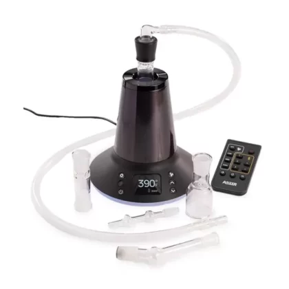 Arizer XQ2 – Desktop Vaporizer - convection / balloon/silicone hose / dry herbs / glass / fully adjustable / 16 cm x 16,2 cm x 16,2 cm / Arizer / session / no battery / slow (over 60 s) / no need to charge / not applicable / 50°C / 260°C / 0.5 g / 2 g / no battery