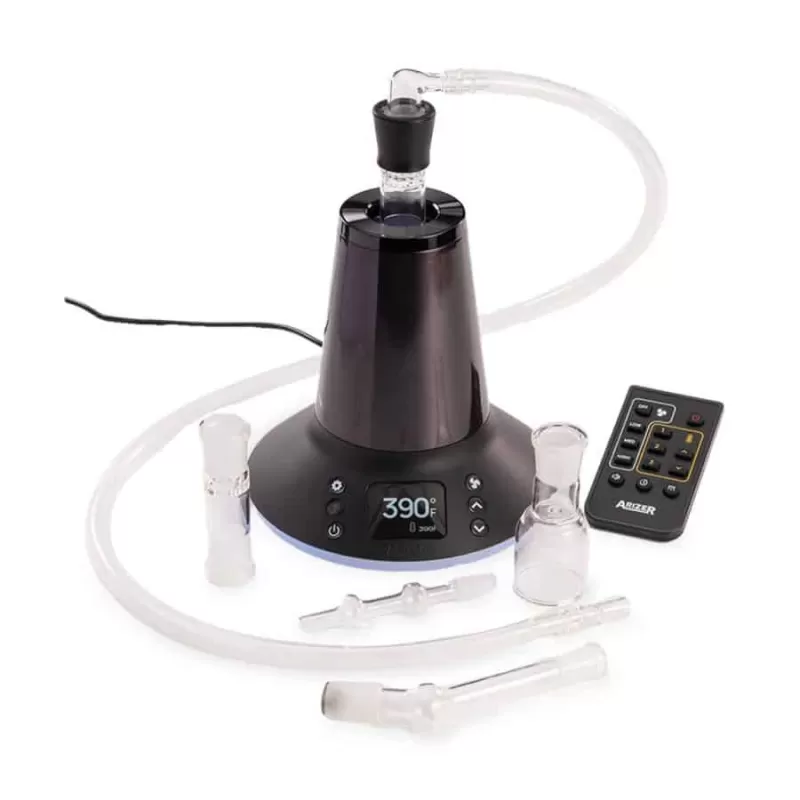 Arizer XQ2 – Desktop Vaporizer - convection / balloon/silicone hose / dry herbs / glass / fully adjustable / 16 cm x 16,2 cm x 16,2 cm / Arizer / session / no battery / slow (over 60 s) / no need to charge / not applicable / 50°C / 260°C / 0.5 g / 2 g / no battery