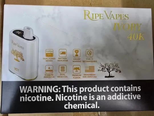 RIPE VAPES IVORY 40K DISPOSABLE VAPE POD 50MG - Image 3