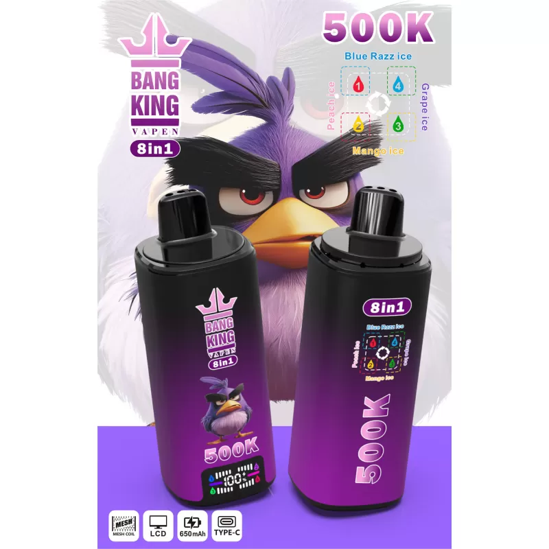 Bang King 500K | 8-in-1 taste switch, 500000 puffs, LCD display, bulk disposable vape - Image 2