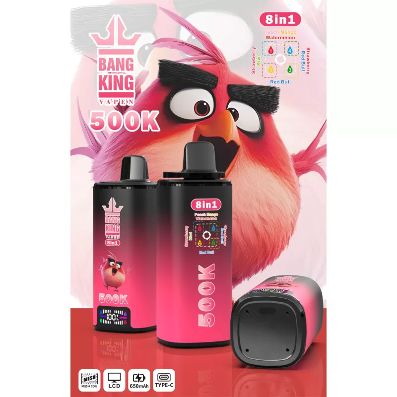 Bang King 500K | 8-in-1 taste switch, 500000 puffs, LCD display, bulk disposable vape - Image 3