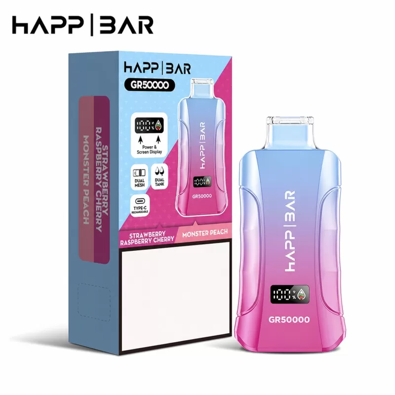 Happ Bar GR50000 | 2-in-1 dual option, 50000 puffs, 46ml, LED display, bulk disposable vape - Image 3