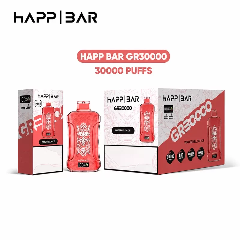 Happ Bar GR30000 | 30000 puffs, 30ml, LED display, 22 options, Type-C rechargeable, bulk disposable vape - Image 2