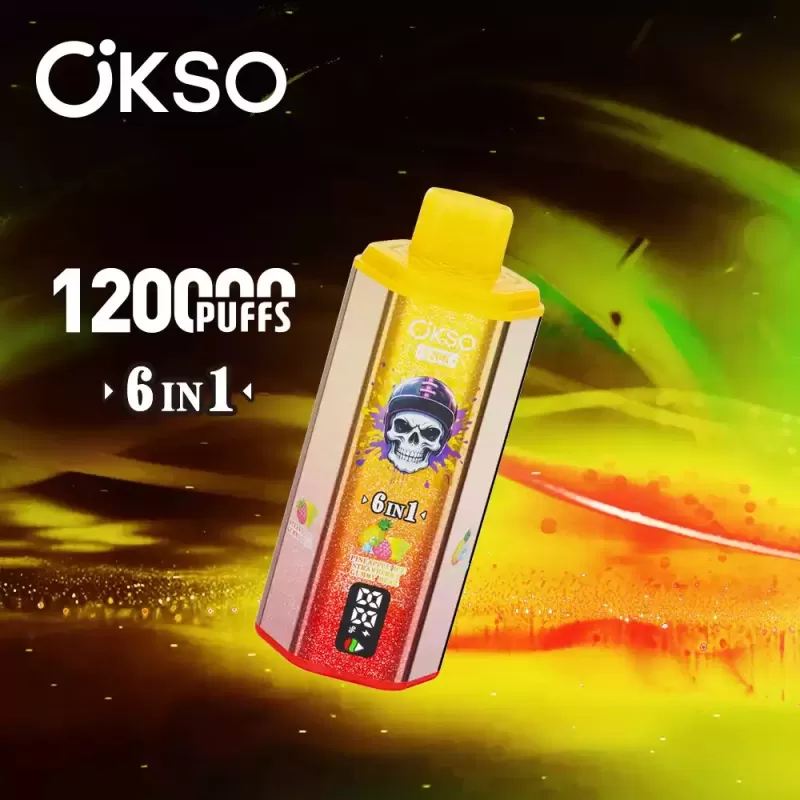OKSO 6in1 120K | 6-in-1 option switch, 120000 puffs, LED display, bulk disposable vape