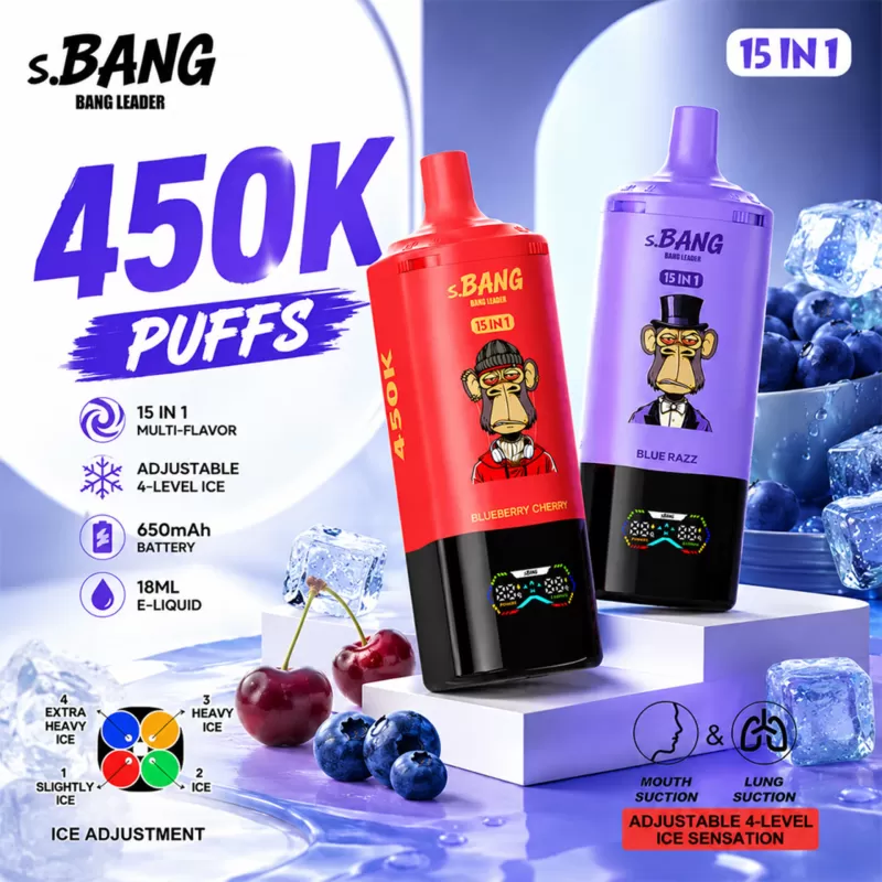 Bang Leader 450K | 15-in-1 option system, 450000 puffs, smart LED screen, bulk disposable vape