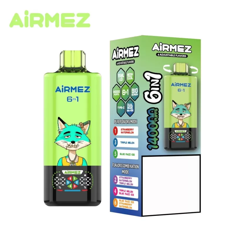 Airmez 6-in-1 140K | 6 adjustable options, 140000 puffs, big screen, bulk disposable vape - Image 2