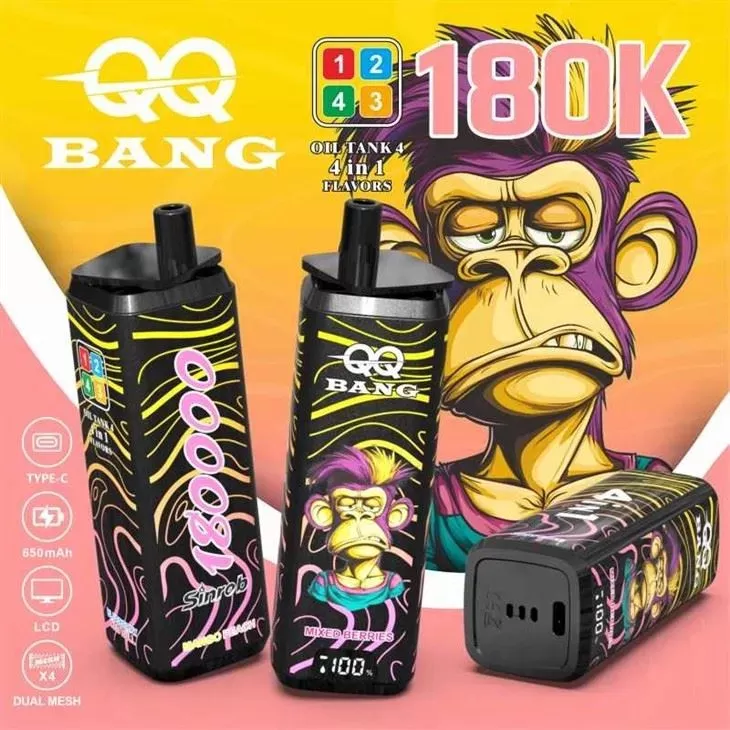 QQ BANG 180000 | 4-in-1 quad option, 180000 puffs, monkey design, bulk disposable vape