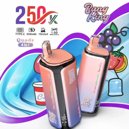 Bang King 250K | 4-in-1 quad option, 250000 puffs, long-lasting, bulk disposable vape