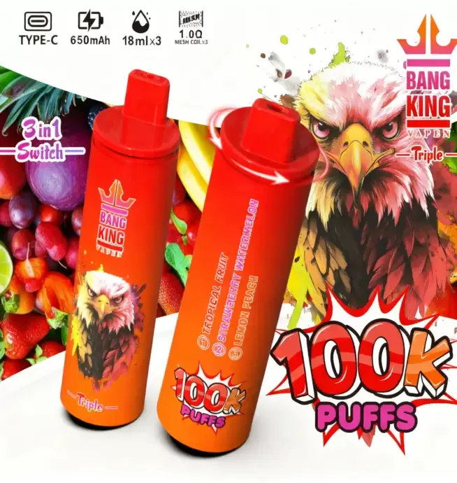 Bang King Triple 100K | 3-in-1 100000 puffs, triple option, rechargeable, long-lasting disposable vape