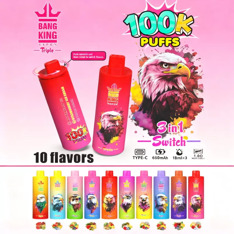 Bang King Triple 100K | 3-in-1 100000 puffs, triple option, rechargeable, long-lasting disposable vape - Image 2