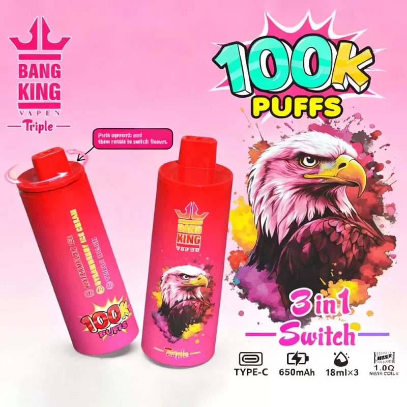 Bang King Triple 100K | 3-in-1 100000 puffs, triple option, rechargeable, long-lasting disposable vape - Image 3