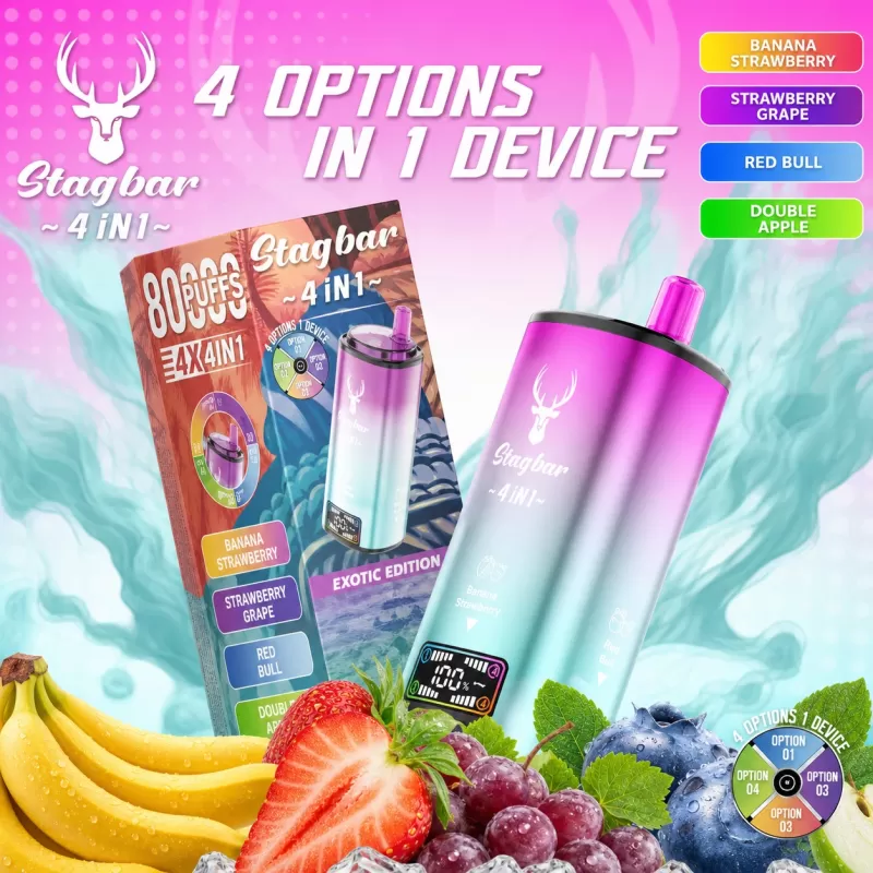 Stag Bar 4-in-1 80K | quad option 48ml mega LCD screen bulk disposable vape wholesale - Image 2