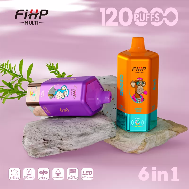 FIHP 120K | 120000 puffs, 64mL, 6-in-1, multi-option, LED screen, high puff count, bulk disposable vape