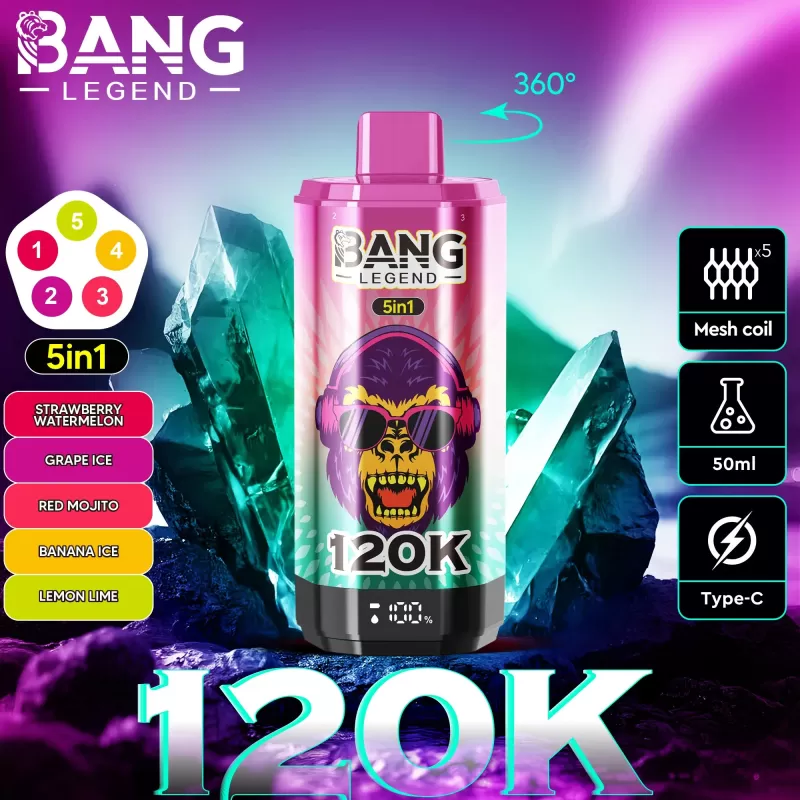 Bang Legend 120K | 120000 puffs, 5-in-1, multi-option, adjustable, bulk disposable vape - Image 3