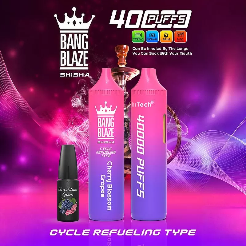 Bang Blaze Shisha 40000 Puffs | 40mL, 0.6Ω mesh coil, 4 strength levels, bulk disposable vape