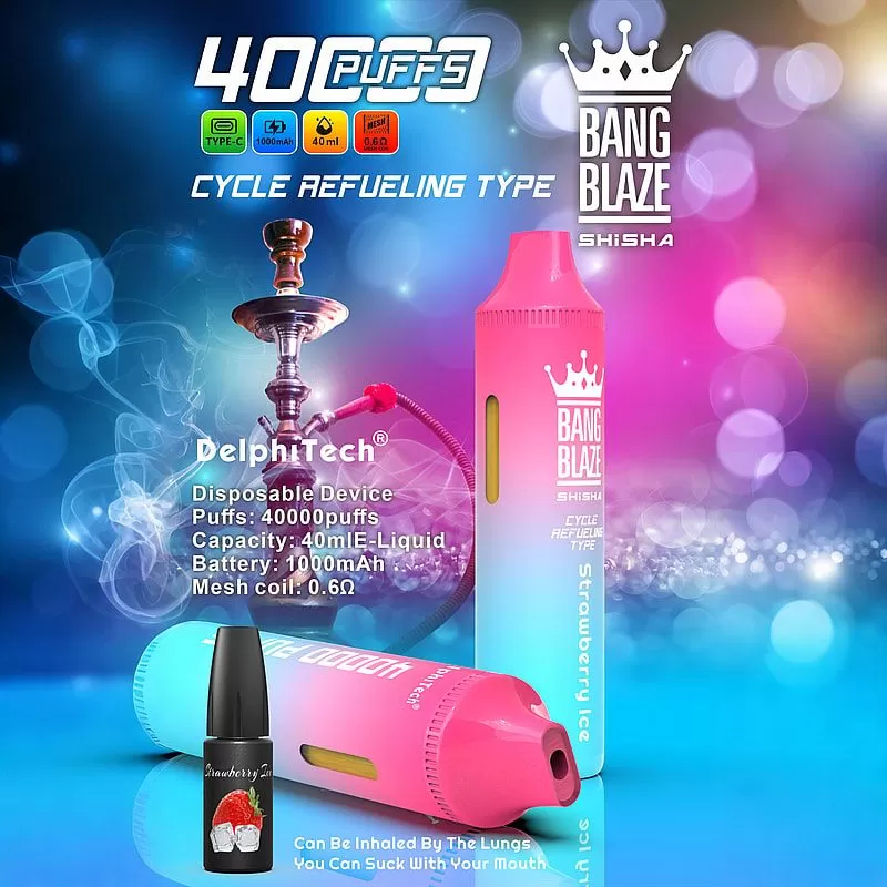Bang Blaze Shisha 40000 Puffs | 40mL, 0.6Ω mesh coil, 4 strength levels, bulk disposable vape - Image 3
