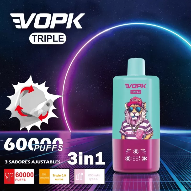Vopk Triple 60K 60000 Puffs | 3-in-1 option, 54mL, LED screen, triple mesh, bulk disposable vape