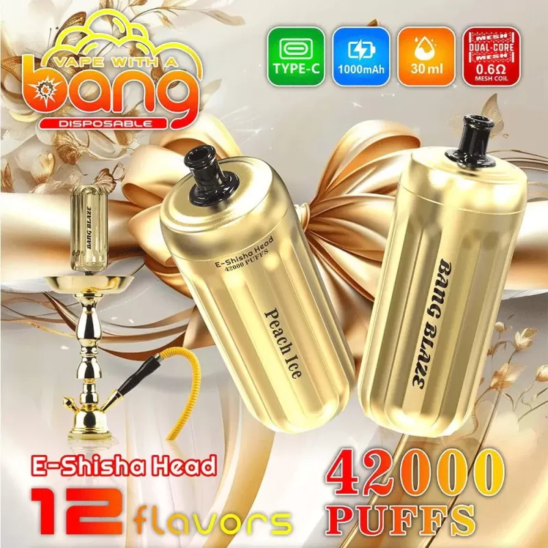 Bang E-Shisha Head 42000 Puffs | 42K puffs gold LED display bulk disposable vape - Image 2