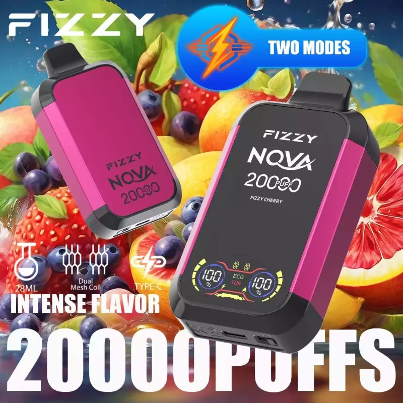 Fizzy Nova 20000 Puffs | dual mesh coil, LCD screen, rechargeable disposable vape bulk & wholesale - Image 2
