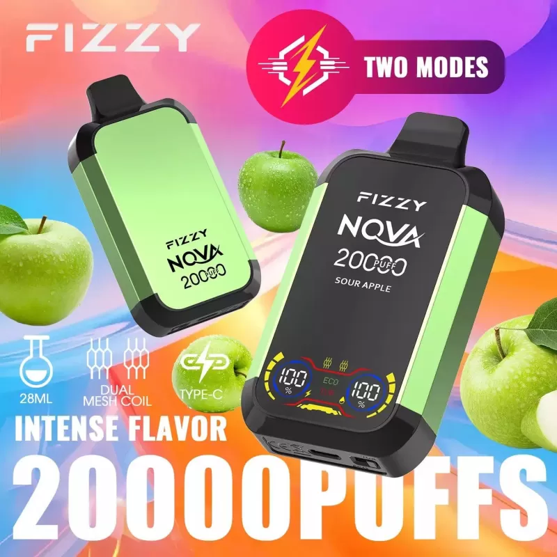 Fizzy Nova 20000 Puffs | dual mesh coil, LCD screen, rechargeable disposable vape bulk & wholesale - Image 3
