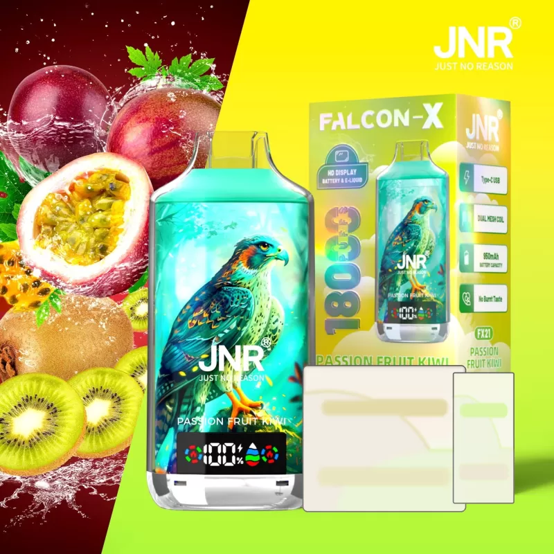 JNR Falcon X 18000 Puffs | 2% strength, 24mL, dual mesh & core, LED display, airflow control - Image 2