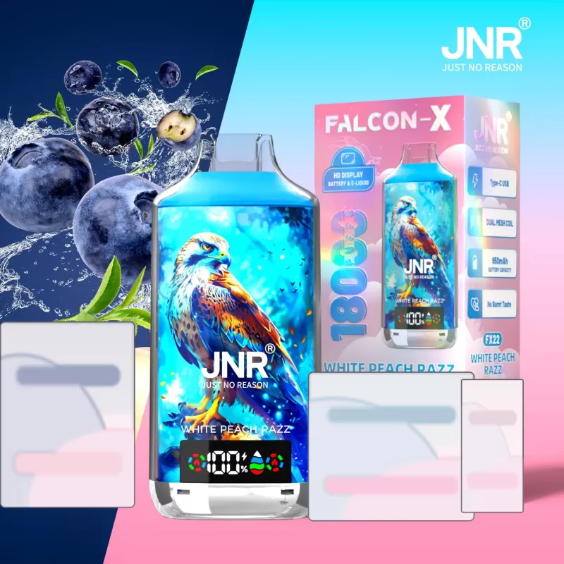 JNR Falcon X 18000 Puffs | 2% strength, 24mL, dual mesh & core, LED display, airflow control - Image 3