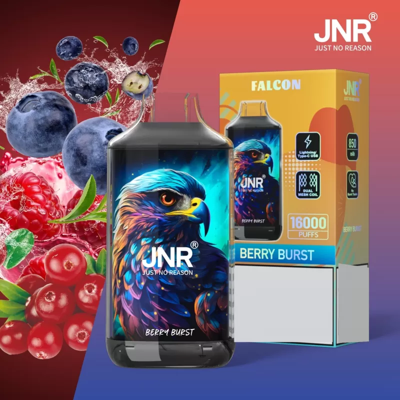 JNR Falcon 16000 Puffs | 2% strength, 22mL, dual mesh, airflow control, 850mAh, 28 options - Image 2