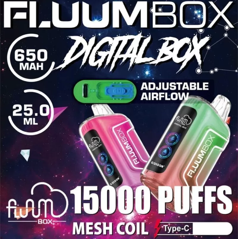 Fluum Digital Box TN 15000 Puffs | 0%-5% strength, rechargeable pen, bulk disposable vape