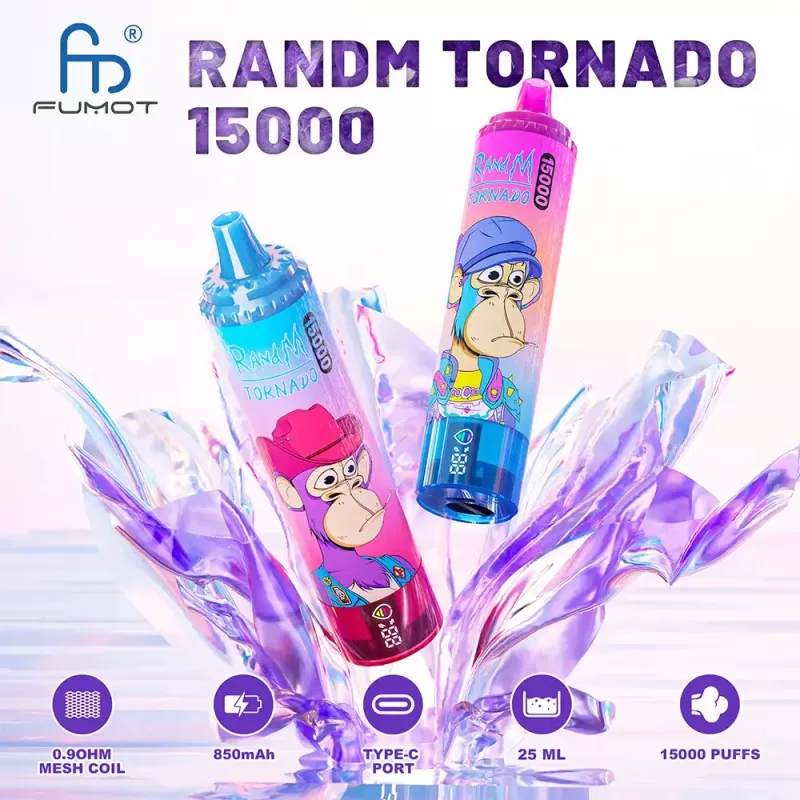 RandM Tornado 15000 Puffs | 0%-5% strength, 25mL, bulk disposable vape