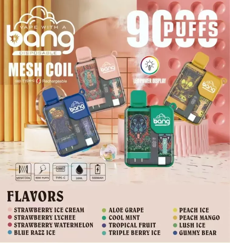 Bang 9000 Puffs | 0%-5% strength, bulk disposable vape