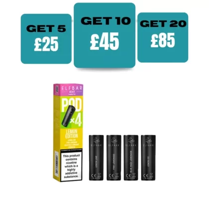 Elf Bar 4IN1 3200 Prefilled Pod Refills - £7.99 or 3 for £25 - Lemon Edition