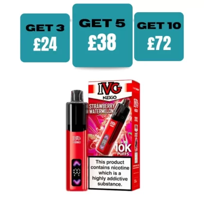 IVG Nexio 10K Prefilled Pod Vape Kit - £8.99 or 3 for £24 - Red Sour Raspberry