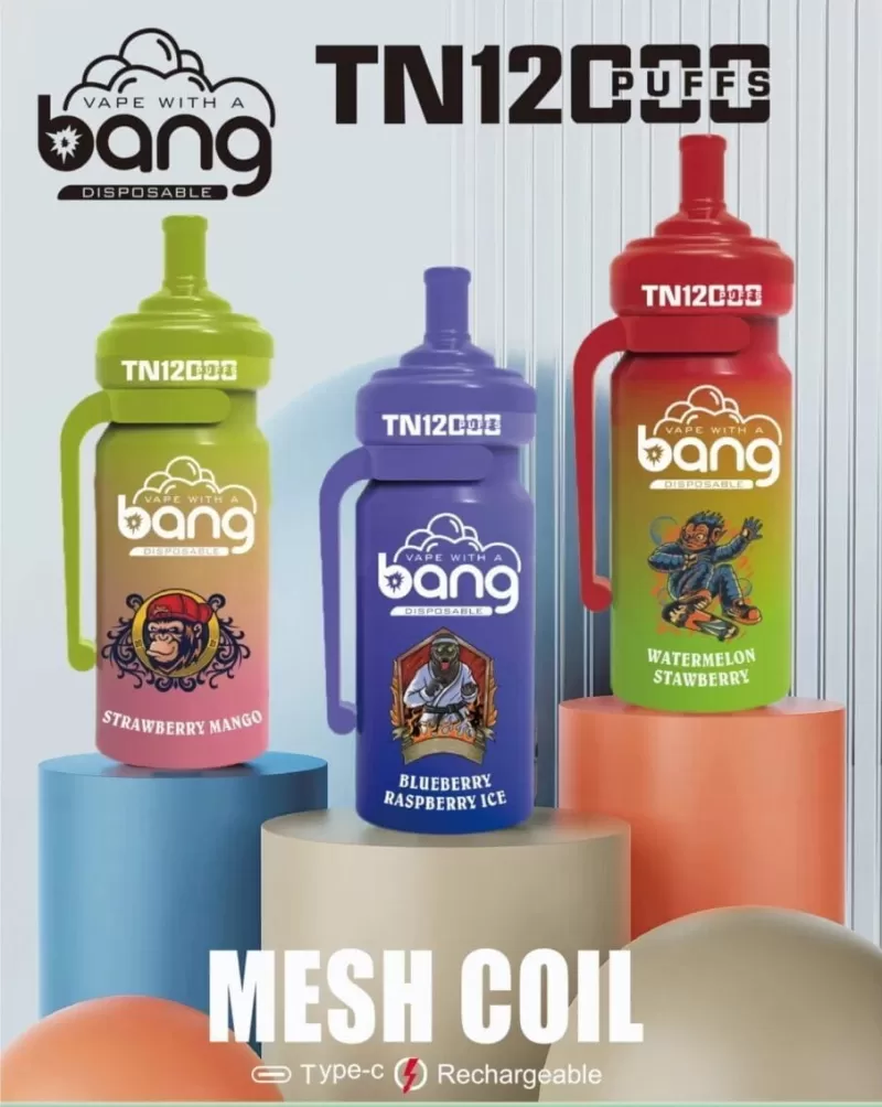 Bang TN 12000 Puffs | 0%-5% strength, rechargeable mesh coil, bulk disposable vape