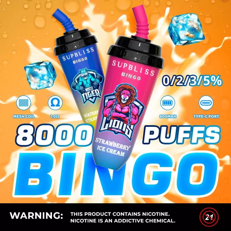 FUMOT RandM Supbliss Bingo 8000 Puffs | 0%-5% strength, bulk disposable vape
