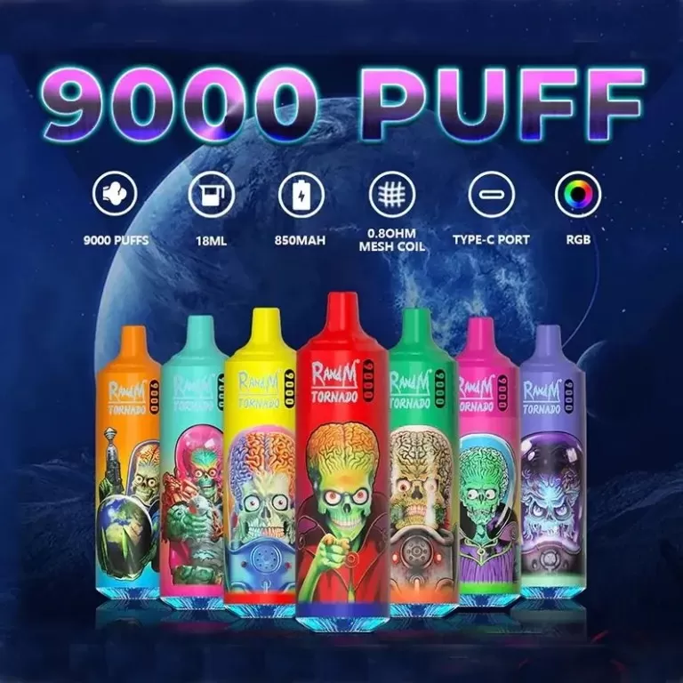 RandM Tornado 9000 Puffs | 0%-5% strength, bulk disposable vape
