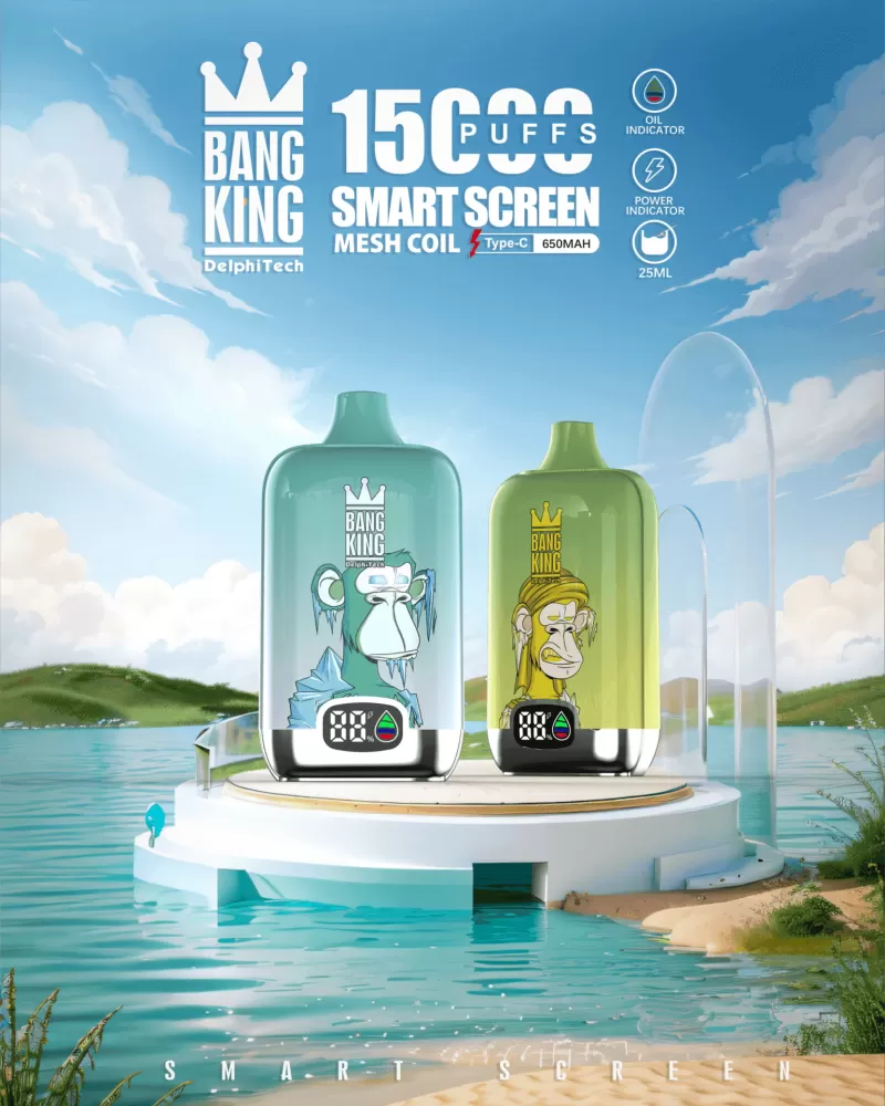 Bang King Smartscreen 15000 Puffs | 0%-5% strength, 25mL, smart display, bulk vape