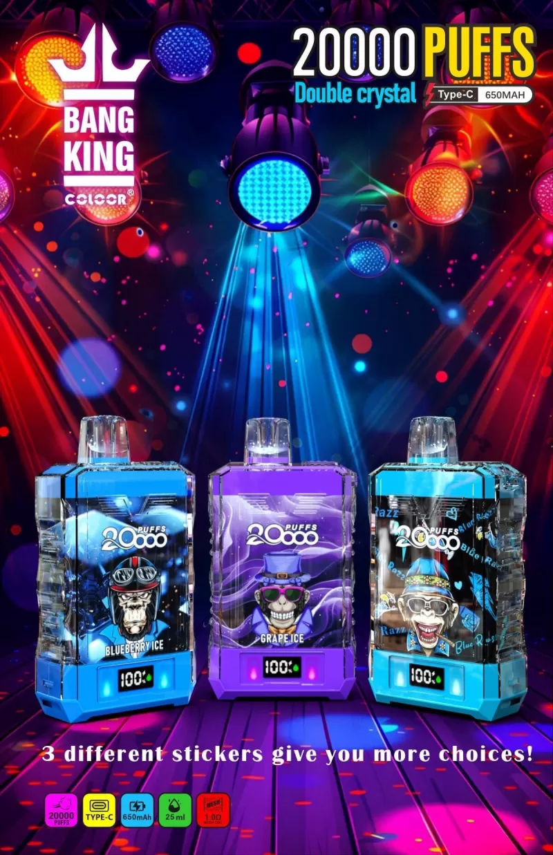 Bang King Double Crystal 20000 Puffs | 0%-5% strength, 25mL, 650mAh, bulk vape - Image 3