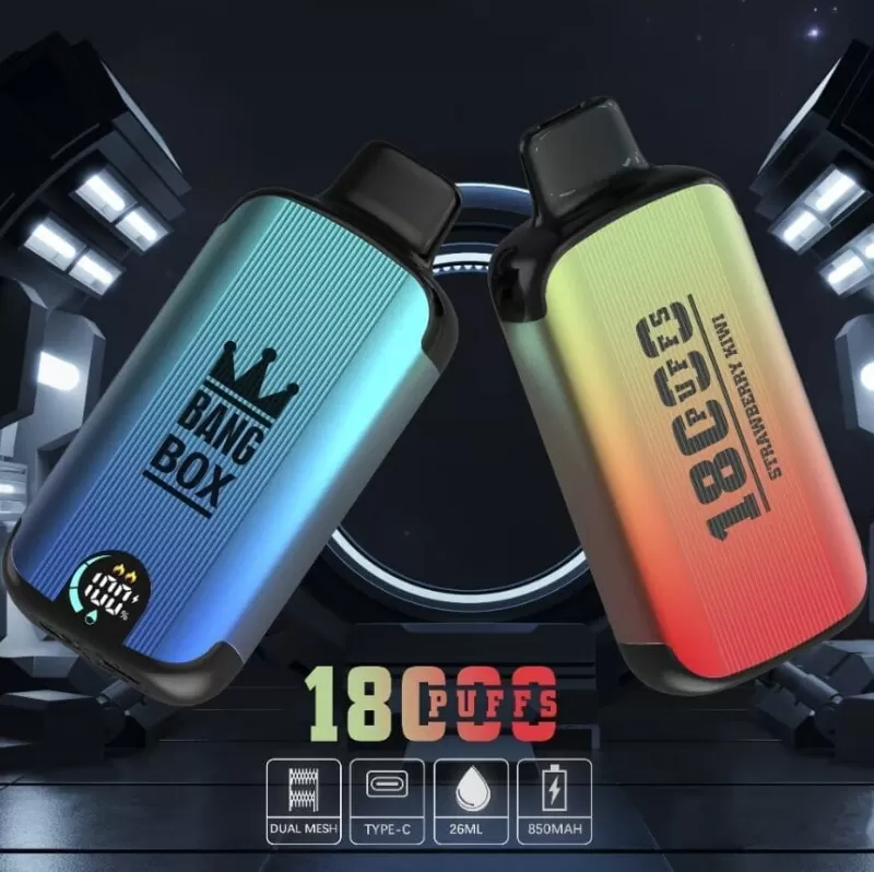 Bang Box 18000 Puffs | 0%-5% strength, 26mL, LED display, bulk disposable vape