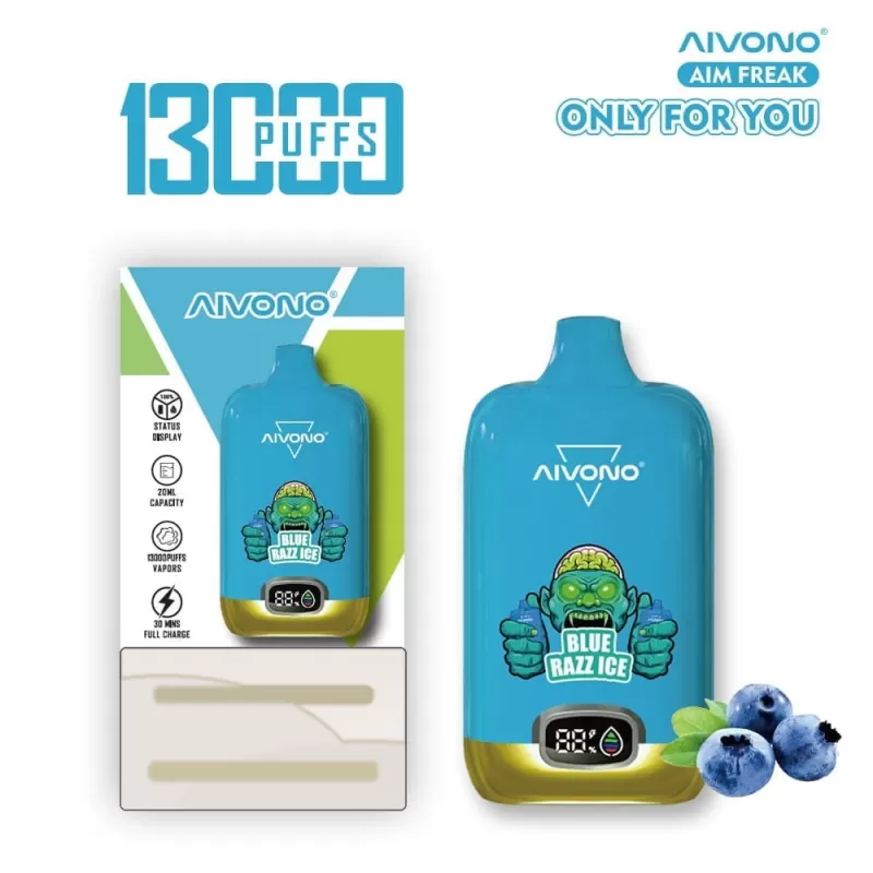 AIVONO AIM FREAK 13000 Puffs | 0%-5% strength, 20mL, LCD display, bulk disposable vape - Image 3