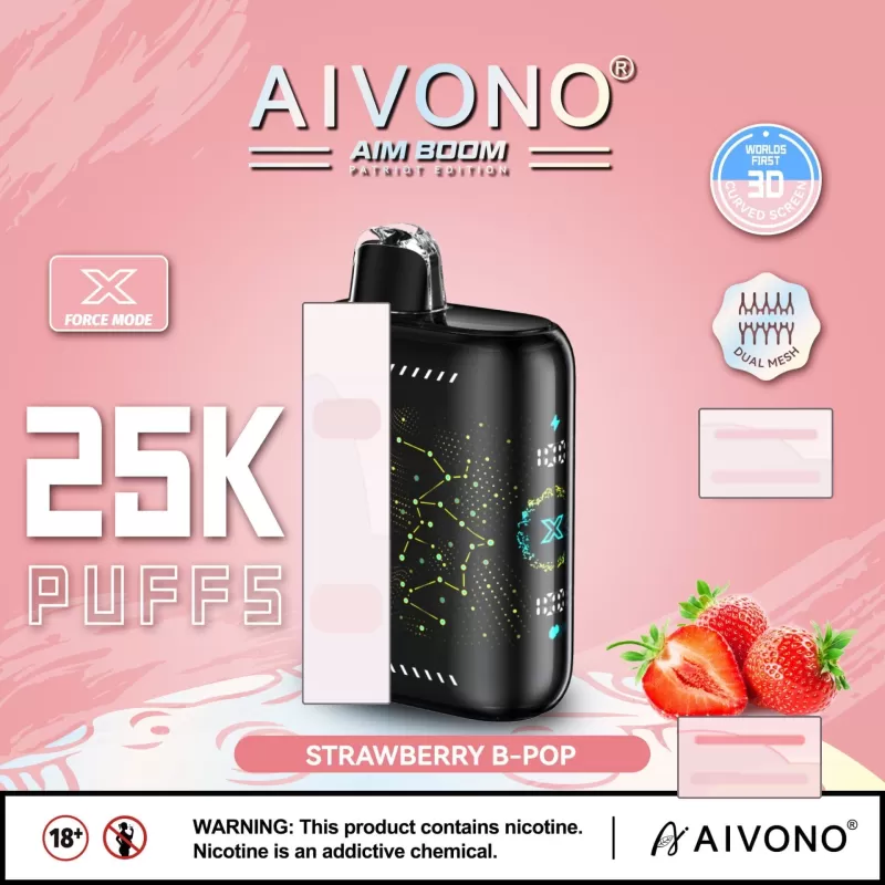 AIVONO BOOM PATRIOT EDITION 25000 Puffs | 0%-5% strength, bulk disposable vape - Image 2