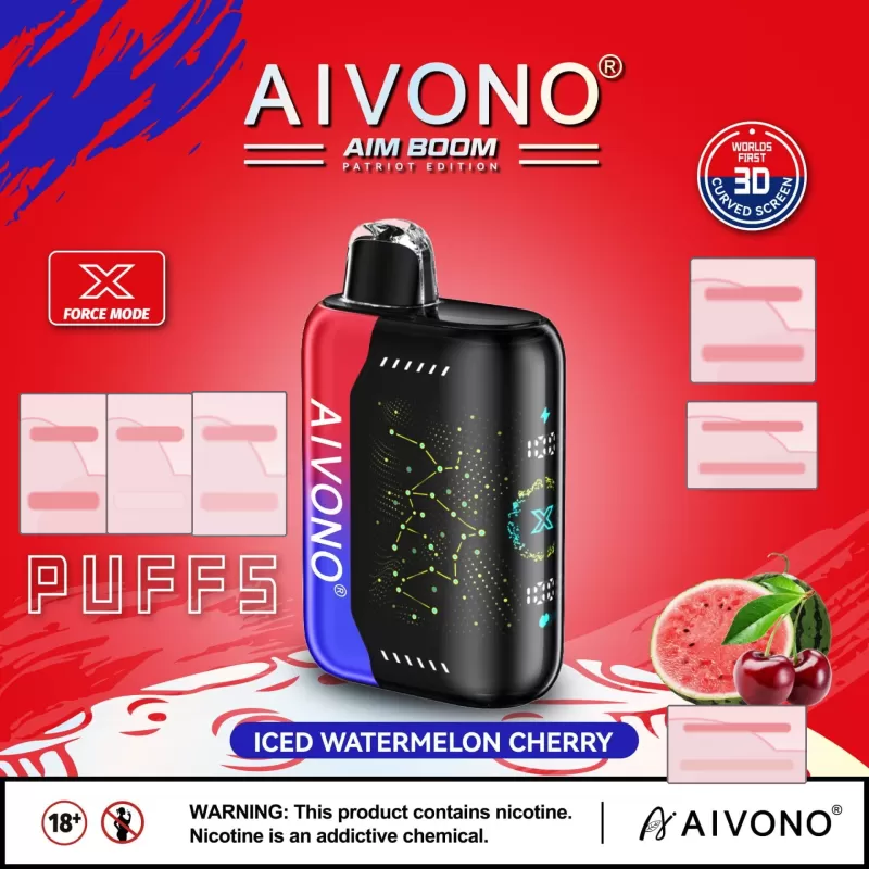 AIVONO BOOM PATRIOT EDITION 25000 Puffs | 0%-5% strength, bulk disposable vape - Image 3