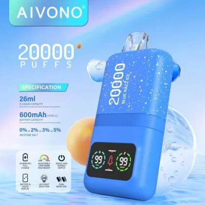 AIVONO AIM MAGIC 20000 Puffs | 0%-5% strength, 26mL, dual mesh, LCD display, bulk vape