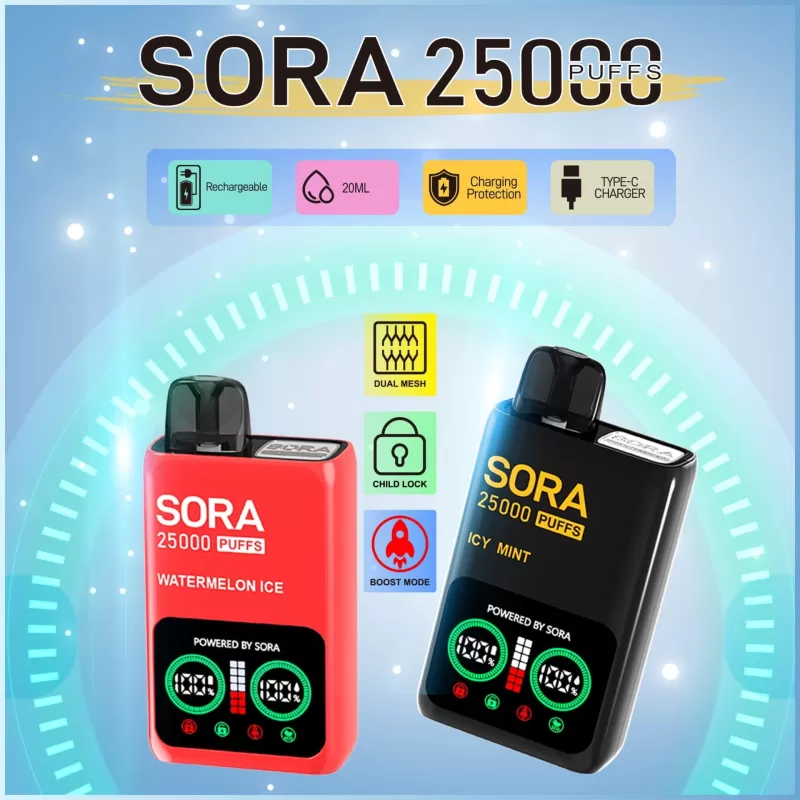 SORA 25K Dual Mesh 25000 Puffs | 5% strength, bulk disposable vape